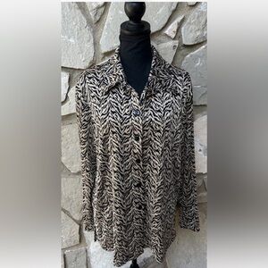 Chico's Holiday Tunic Top Size 2 Large Gold Black Chenille Long Sleeve Stretchy